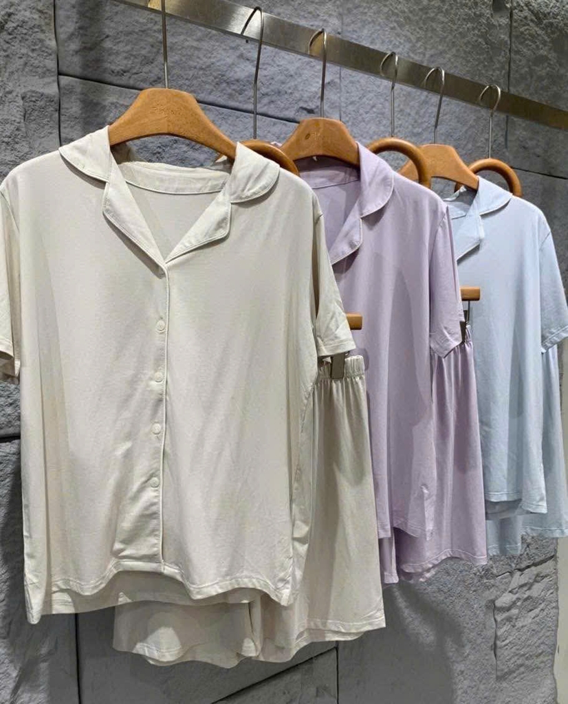 Set PIJAMA thun lạnh LA PERLA quần đùi áo ngắn tay