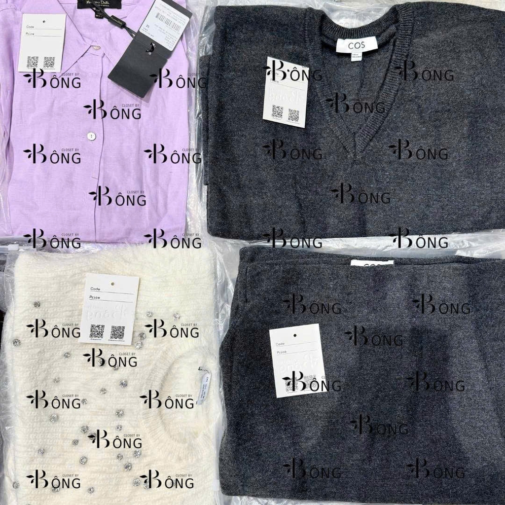 Áo gile COS cổ V dáng loose màu tàn
