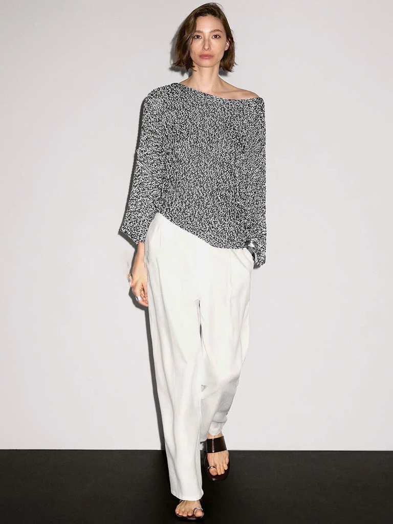 Áo len dệt kim melange 100% cotton.