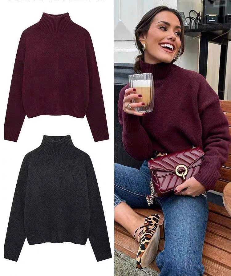 Áo len cổ trụ Zara 2 màu trơn