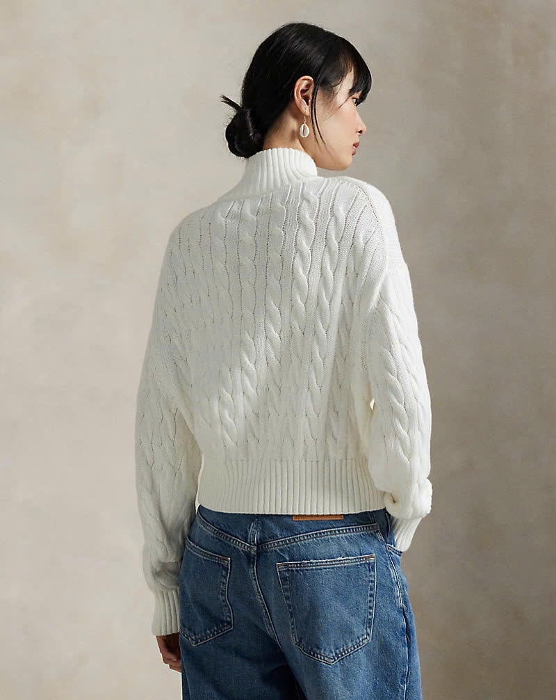 Áo len cotton dệt kim có khóa kéo một phần tư