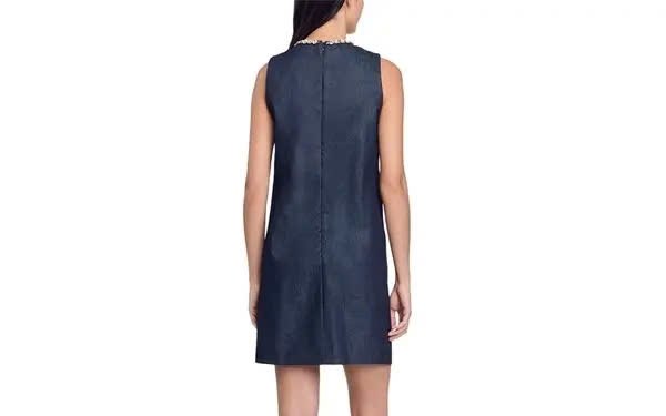 Váy Sandro denim khoét giọt lệ đá dáng suông