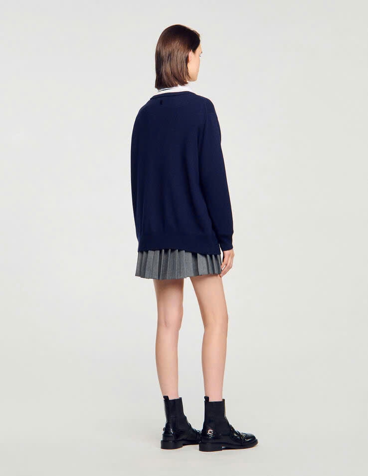 Áo khoác cardigan dài hai tông màu
