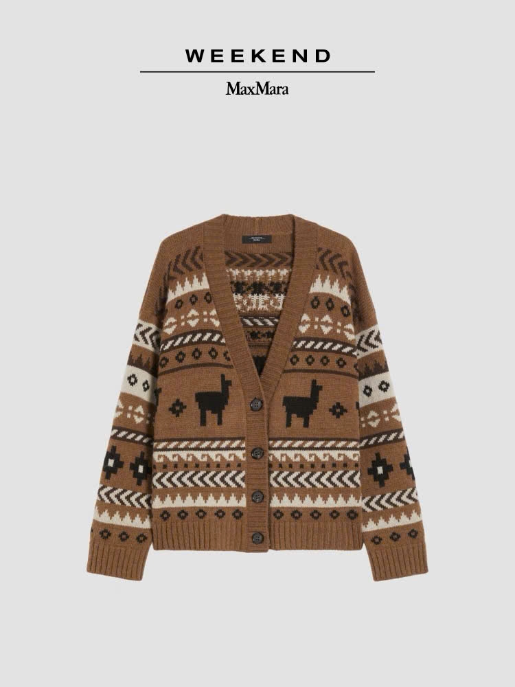 Áo khoác len dệt jacquard bằng len và alpaca