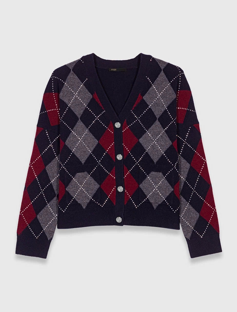 Áo khoác cardigan họa tiết argyle