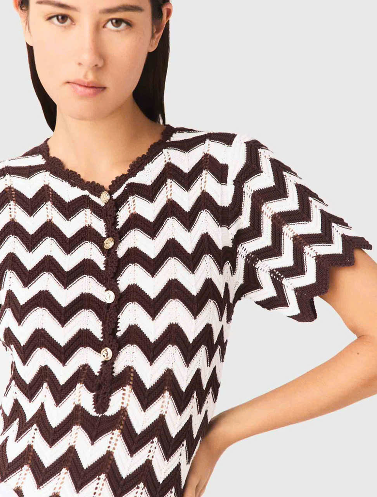 VÁY DỆT KIM MAJE HOẠ TIẾT ZIGZAG