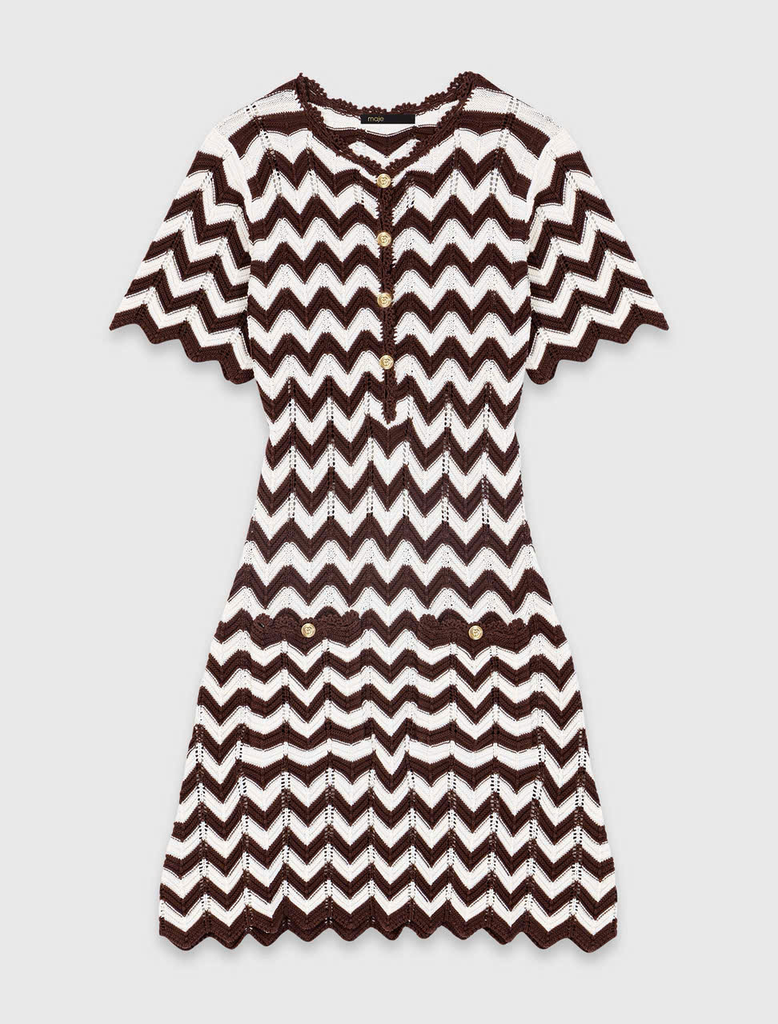 VÁY DỆT KIM MAJE HOẠ TIẾT ZIGZAG