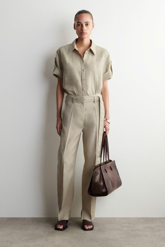 ÁO SƠ MI VẢI LINEN TAY GẤP
