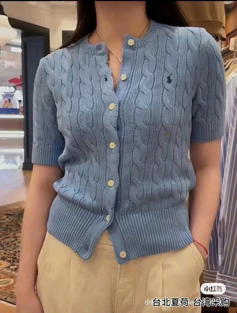 Áo khoác cardigan tay ngắn bằng vải cotton dệt kim