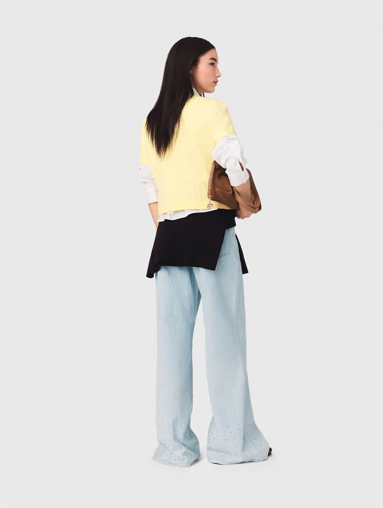 Áo cardigan cổ đính đá
