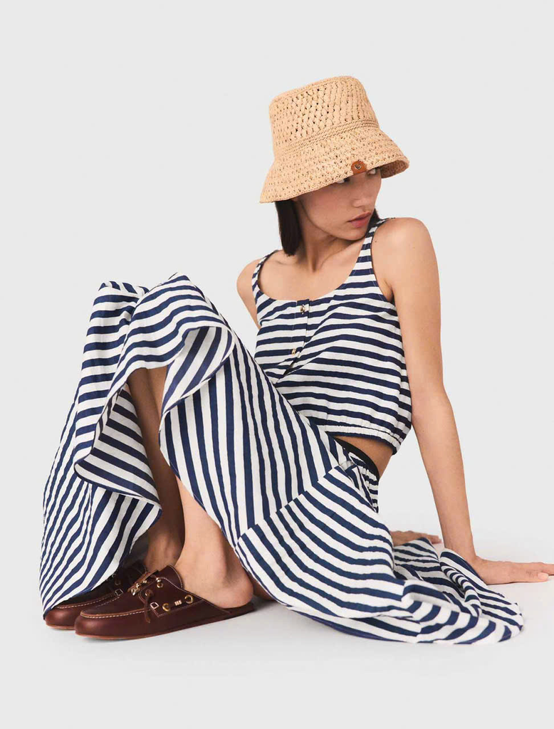 Set áo và Chân váy midi pha vải lanh