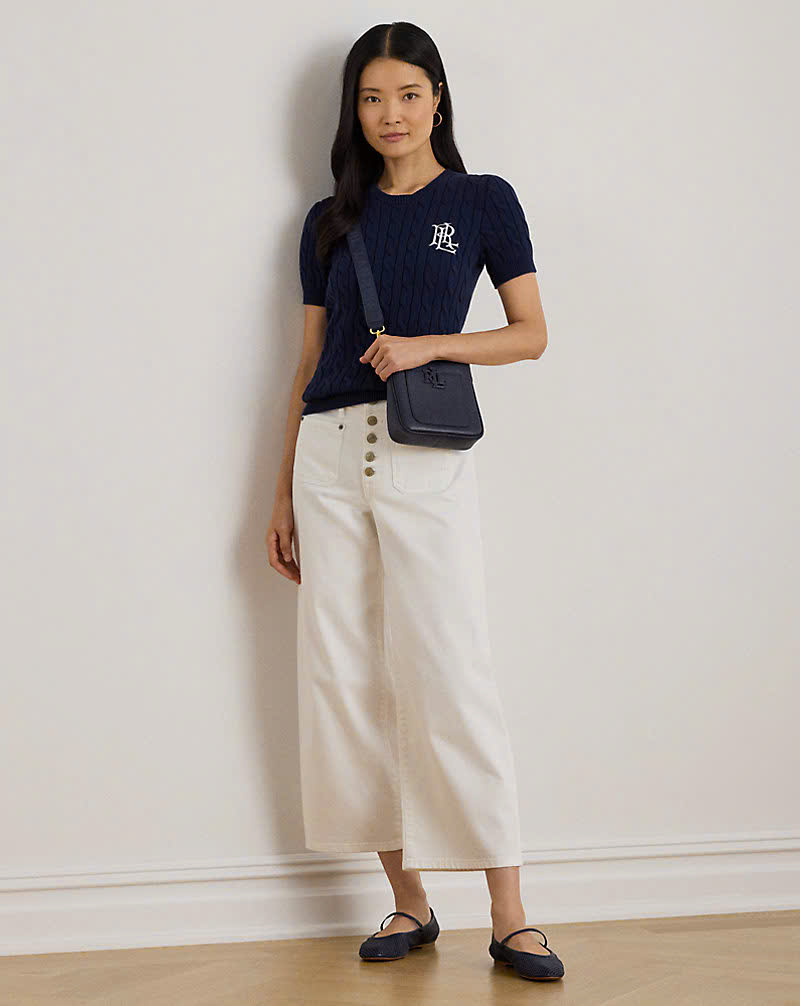 Áo Polo cổ tròn cộc tay vặn thừng logo ngực