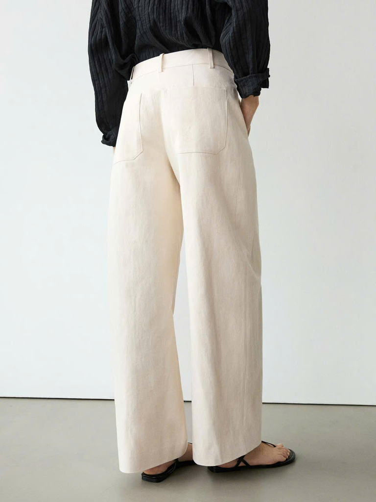 QUẦN ỐNG ĐỨNG BẰNG VẢI LANH VÀ COTTON