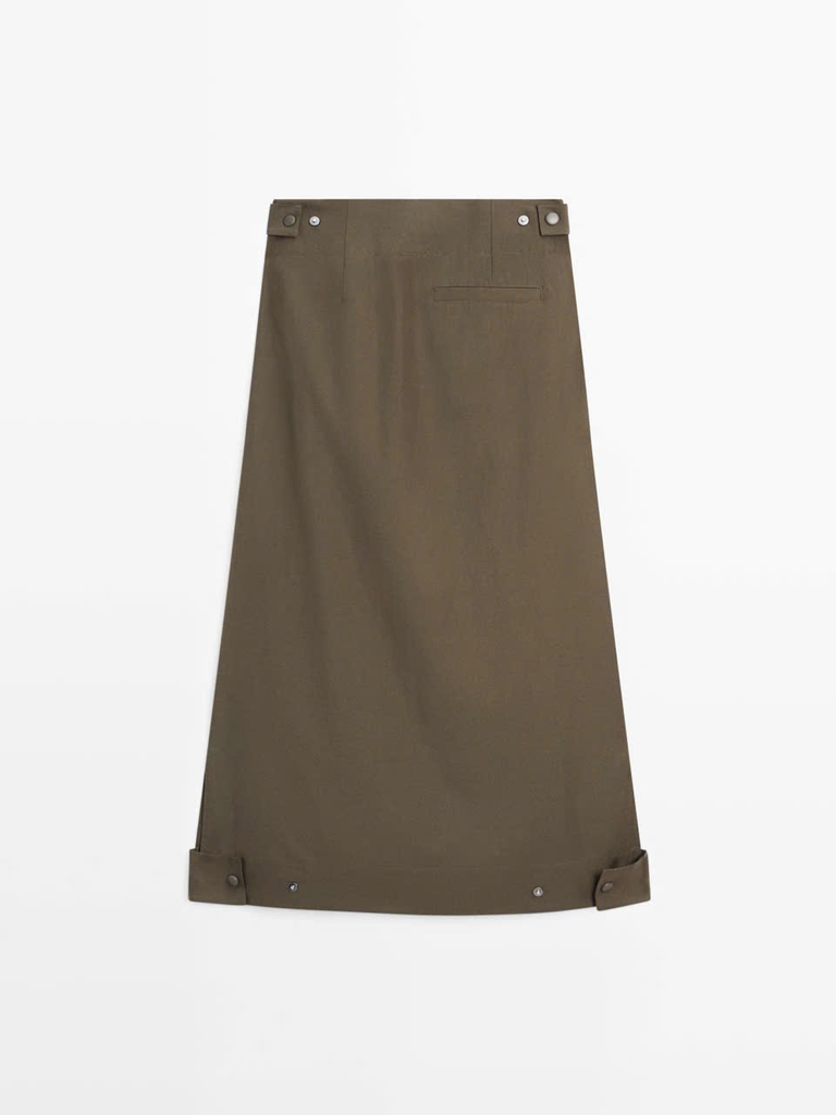CHÂN VÁY MIDI XẾP LY HỘP