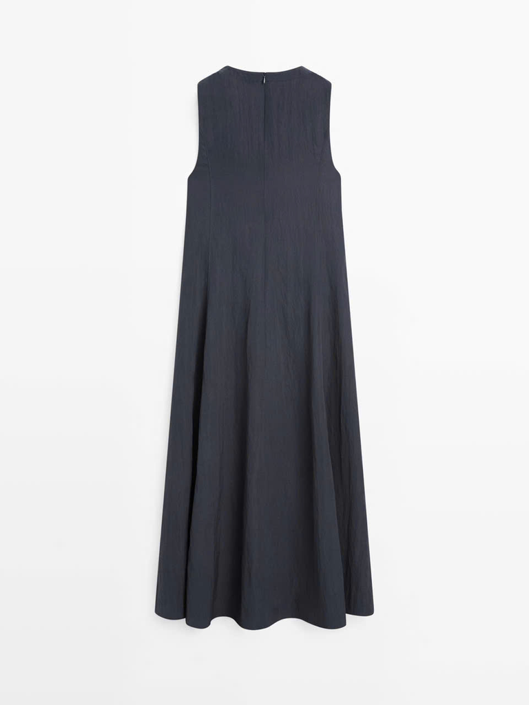 Váy maxi MASSIMO DUTTI cổ tròn sát nách màu navy