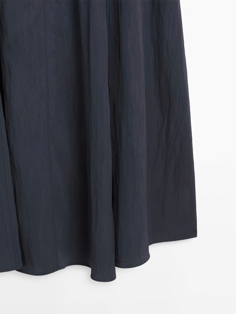 Váy maxi MASSIMO DUTTI cổ tròn sát nách màu navy