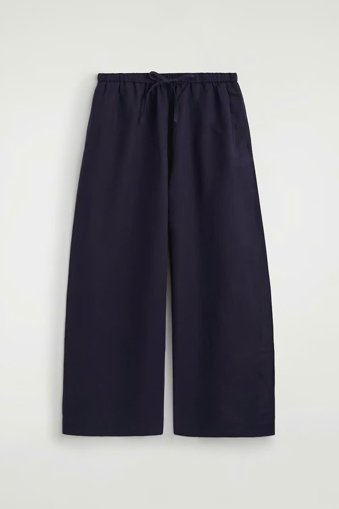 QUẦN ỐNG RỘNG BẰNG VẢI LINEN CÓ DÂY RÚT