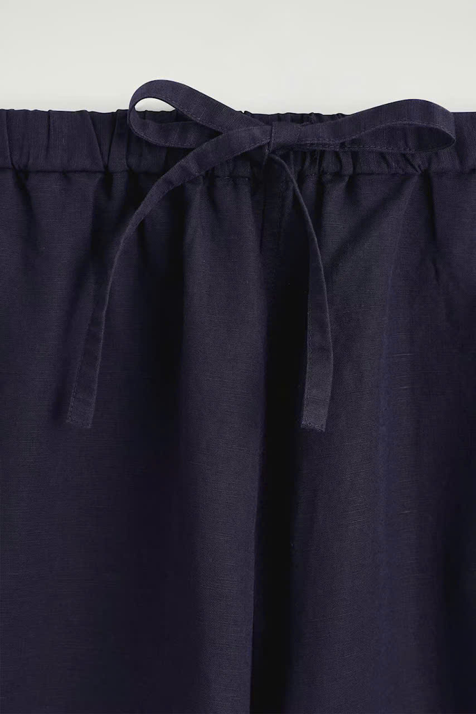QUẦN ỐNG RỘNG BẰNG VẢI LINEN CÓ DÂY RÚT