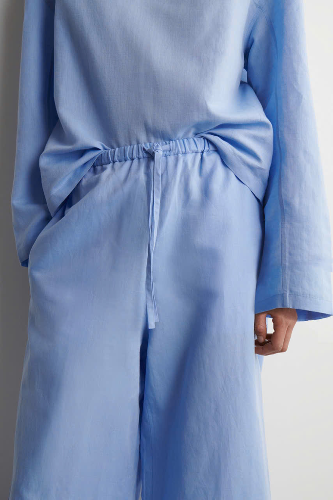 QUẦN ỐNG RỘNG BẰNG VẢI LINEN CÓ DÂY RÚT