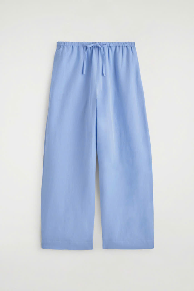 QUẦN ỐNG RỘNG BẰNG VẢI LINEN CÓ DÂY RÚT
