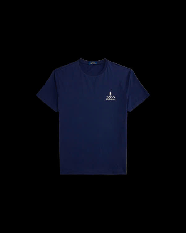 Áo thun dệt kim trơn cổ điển bằng cotton có logo