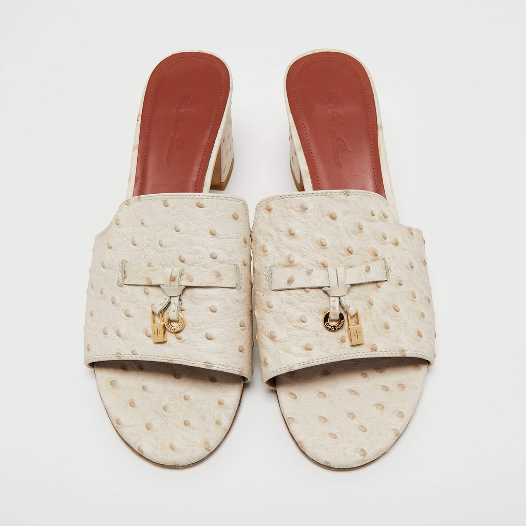 Dép Loro Piana Summer Charms Sandal Ostrich Leather