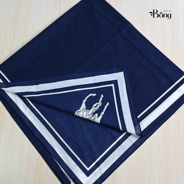 Khăn lụa Polo vuông tím than bản tuồn auth full QR CODE