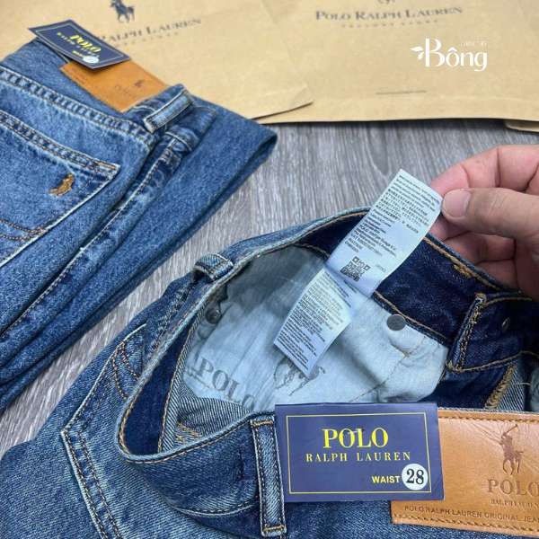 Quần jeans suông Polo RL rách gối