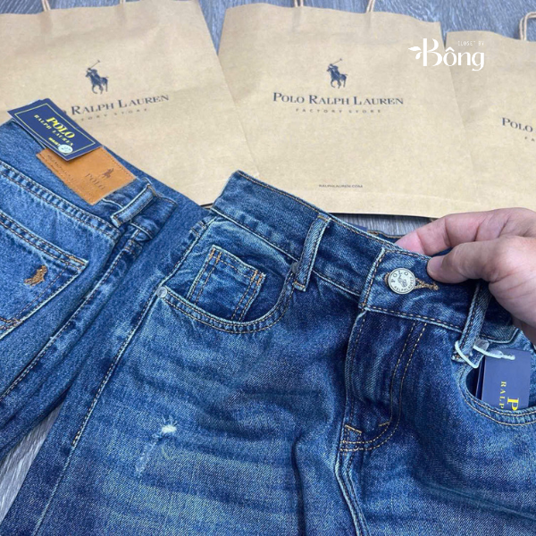 Quần jeans suông Polo RL rách gối