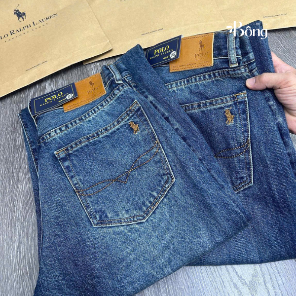 Quần jeans suông Polo RL rách gối