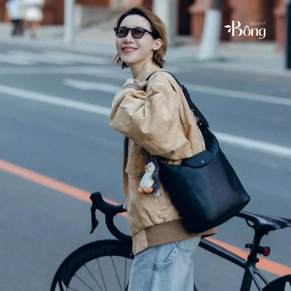 Túi Longchamp da trơn bản to Sz36x30x8 5 màu