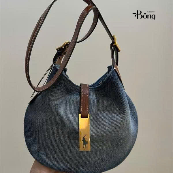 Túi Polo denim Hobo quai đeo chéo
