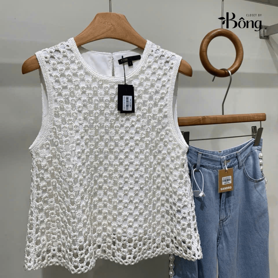 Áo gile lưới MAJE màu beirge