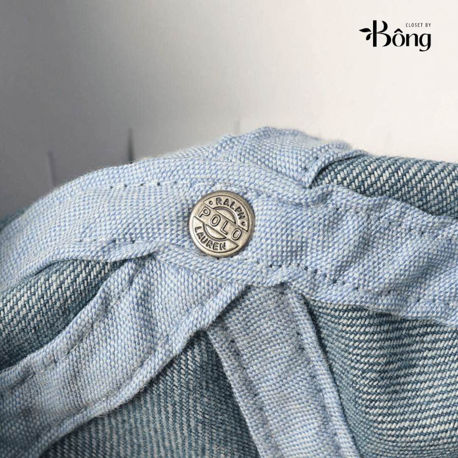 Mũ ball-cap Polo denim ogo ngựa trắng