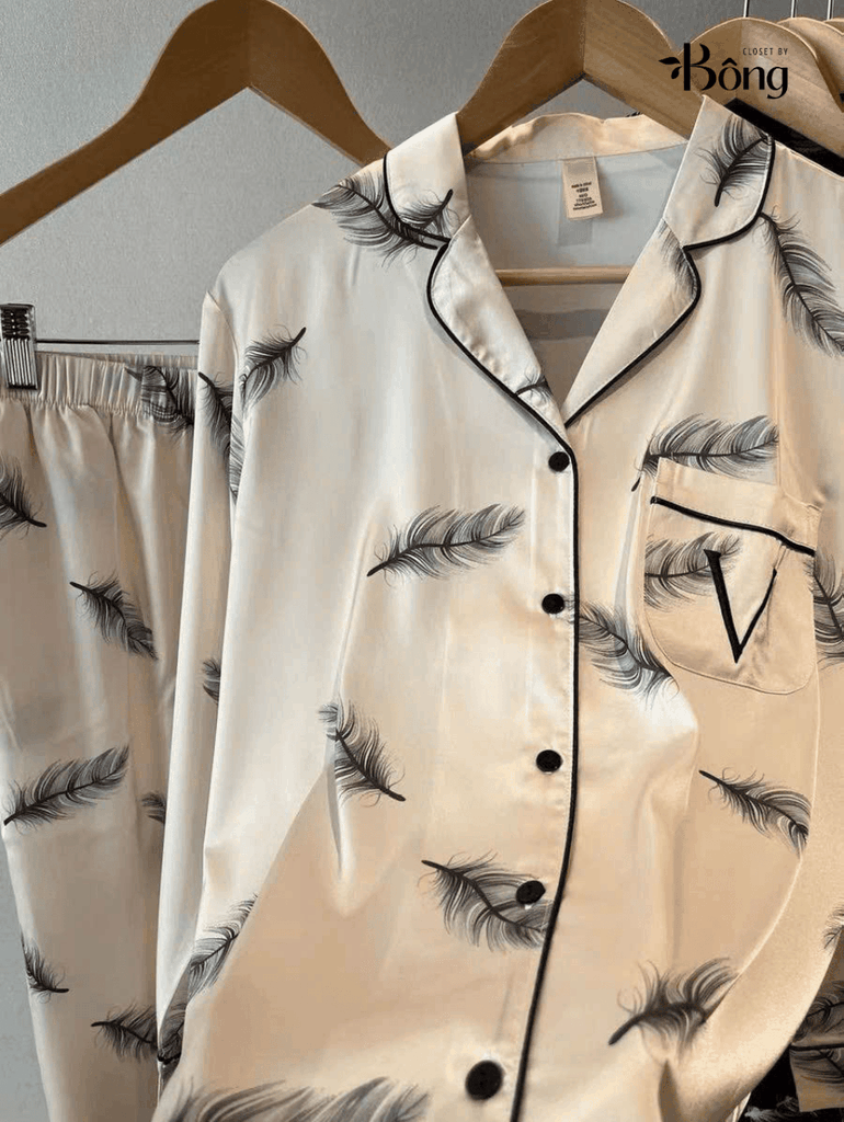 Set lụa Victoria Secret dư xịn dài tay các màu
