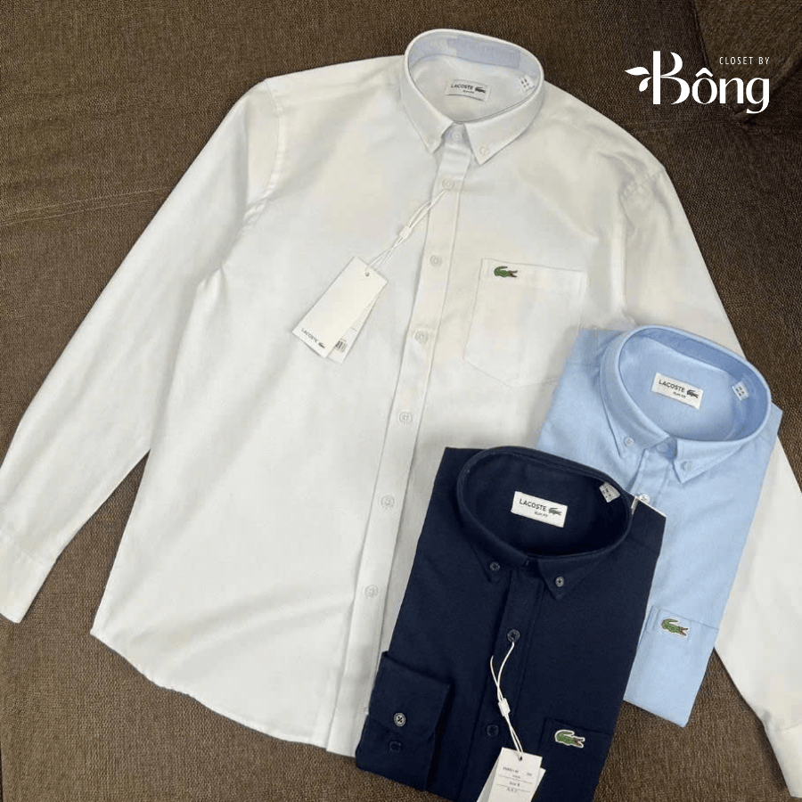 Sơ mi Lacoste nam 100% cotton full hộp các màu