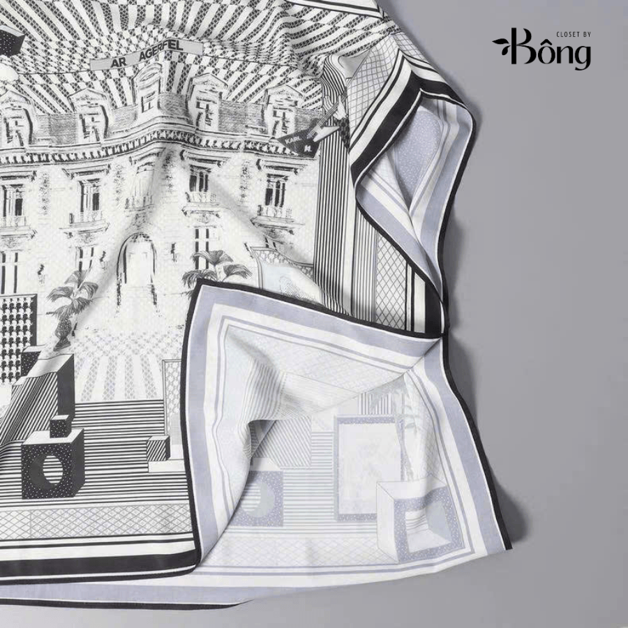 Áo lụa cover-up hoạ tiết Karl Largerfeld