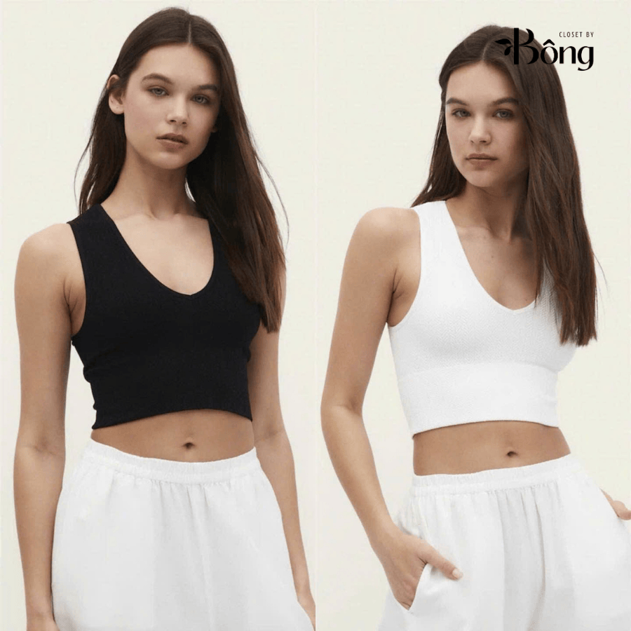 Croptop thun tăm Stradivarius 4 màu xuất xịn