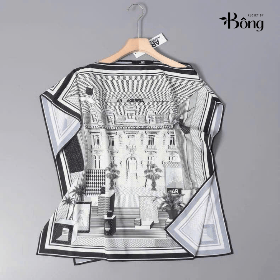 Áo lụa cover-up hoạ tiết Karl Largerfeld