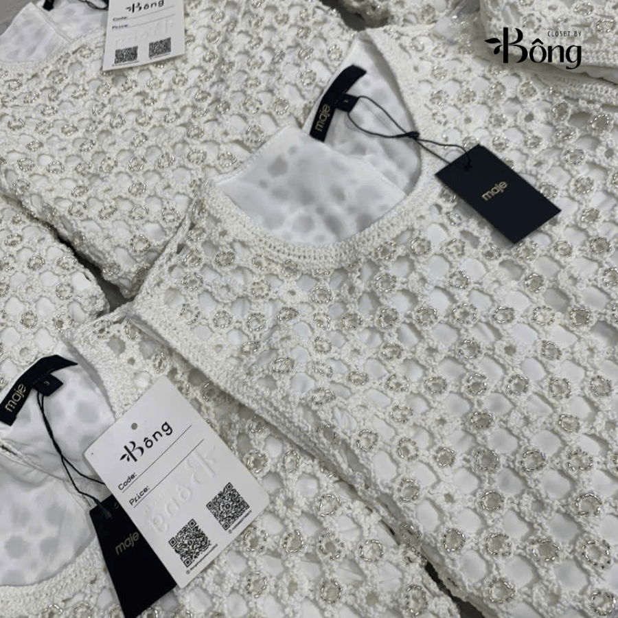 Áo gile lưới MAJE màu beirge