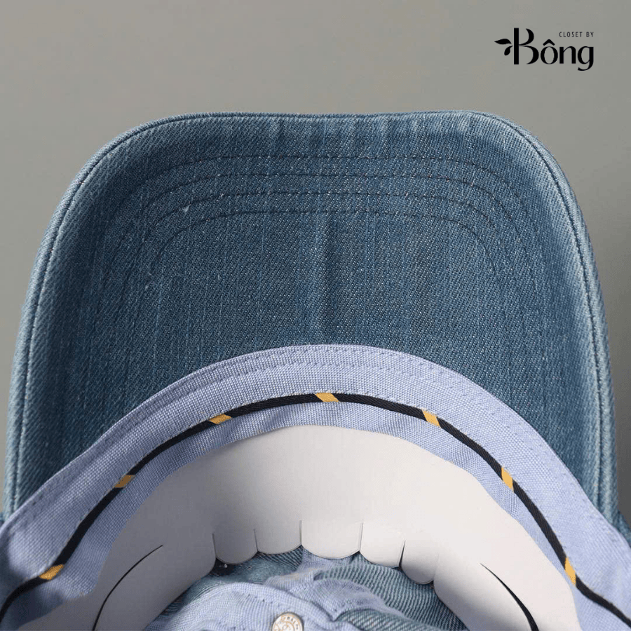 Mũ ball-cap Polo denim ogo ngựa trắng