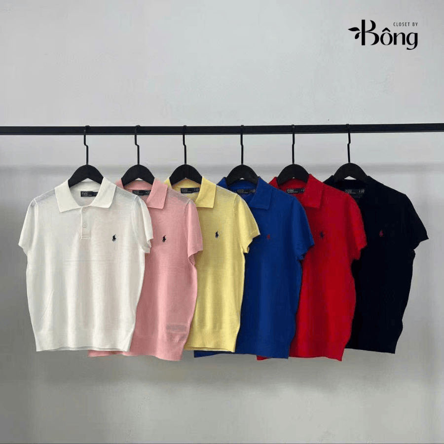 Áo len Polo len lụa cổ bẻ ngắn tay