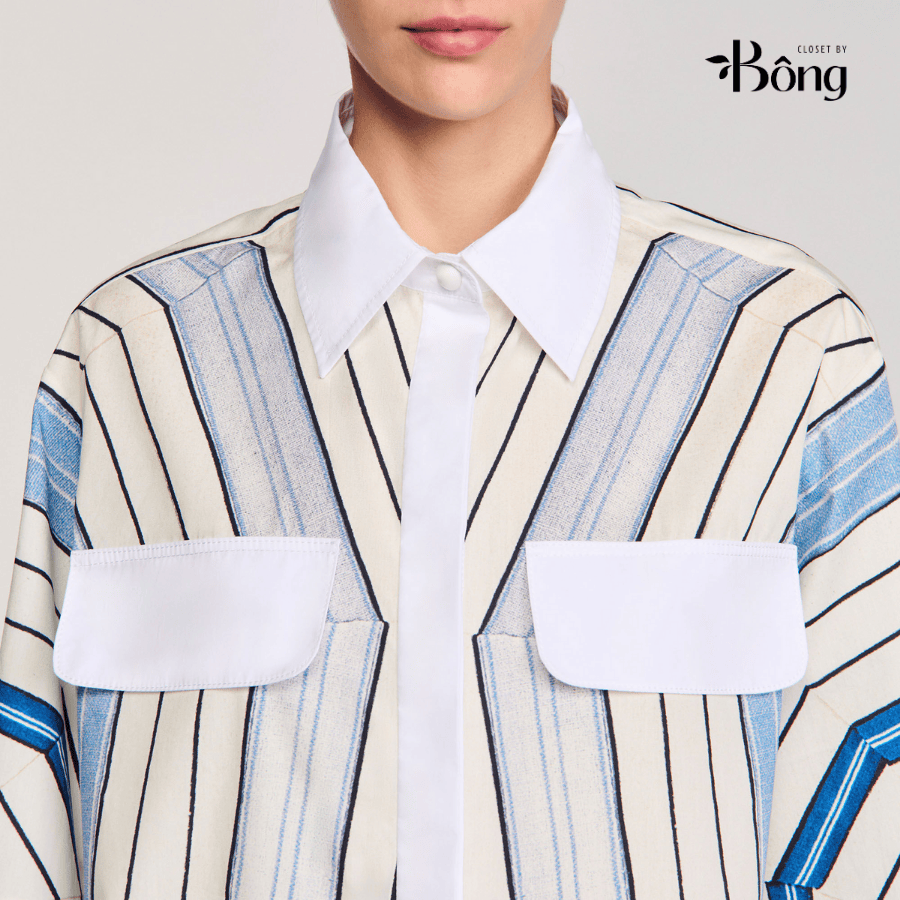 Set Sandro lụa họa tiết mạng nhện Áo + Quần short