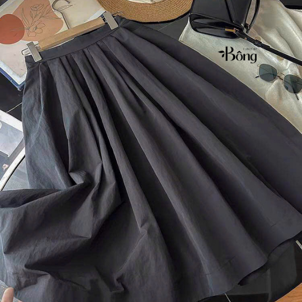 Chân váy midi COS đen dư xịn túi 2 bên
