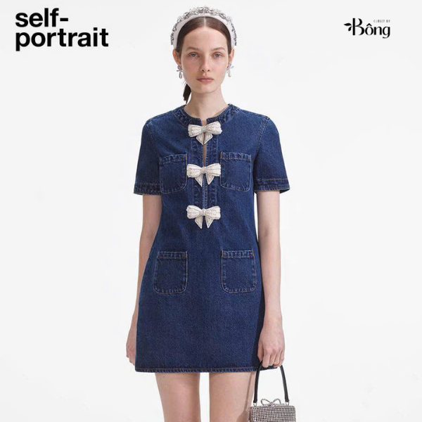 VÁY MINI DENIM NƠ