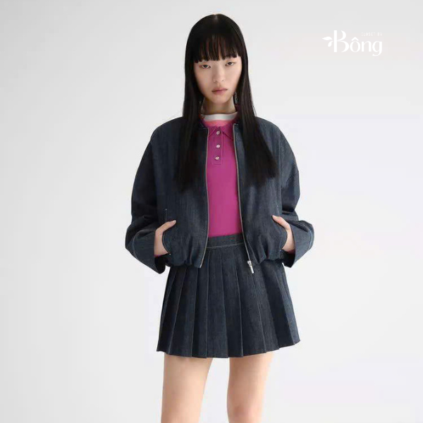 Chân váy xếp ly ngắn Zara denim