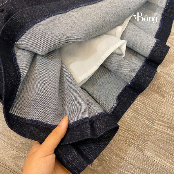 Chân váy xếp ly ngắn Zara denim