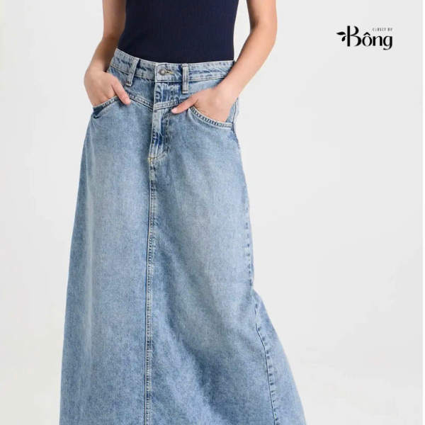 Chân váy denim midi Polo RL