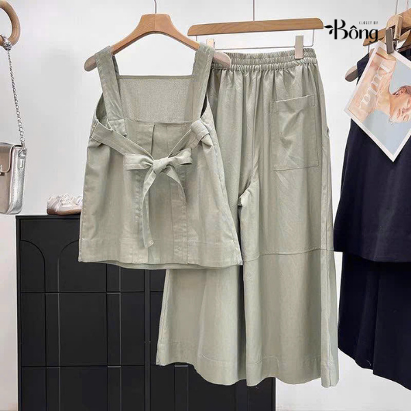 Set COS áo buộc 2 dây + quần cullotes 3 màu