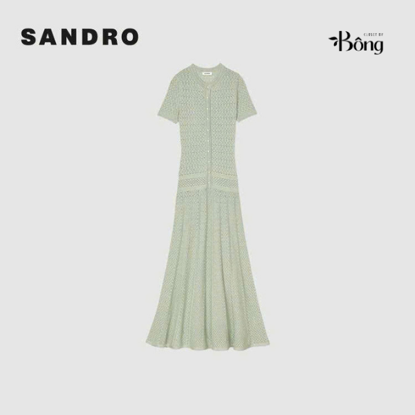 Váy Sandro maxi màu xanh ánh kim tuyến
